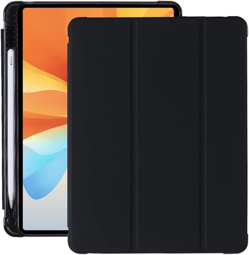 Marca Amazon - Husa pentru iPad 10.2 inch a 9-a/8-a/7-a generatie (2021/2020/2019) - Husa de protectie din piele PU cu husa din spate translucida si suport pentru creion, Auto Sleep/Wake, Negru