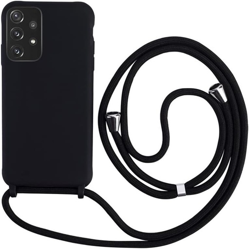 Colier Keteen pentru Husa Samsung Galaxy A23 5G/4G Husa de protectie din silicon lichid pentru Galaxy A23 5G/4G Cu snur cu lungime reglabila Husa cu lant pentru snur pentru Samsung Galaxy A23 5G/4G, negru