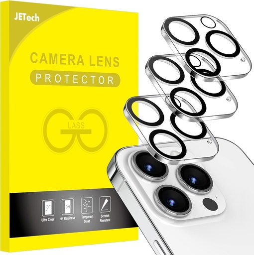 Protector pentru camera JETech pentru iPhone 14 Pro 6,1 inchi si iPhone 14 Pro Max 6,7 inchi, protectie ecran din sticla securizata 9H, anti-zgariere, Ultra HD transparent, pachet de 3