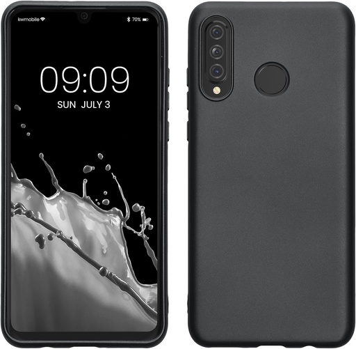 Husa kwmobile compatibila cu Huawei P30 Lite - Husa de protectie din silicon cu stralucire metalica - Husa telefon mobil in gri metalic