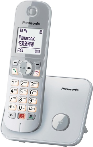 Telefon digital fara fir Panasonic KX-TG6851JTS, unitate de baza si receptor unic, ID apelant, blocare apel neplacut, sonerie de categorie, afisaj LCD, tastatura iluminata, argintiu