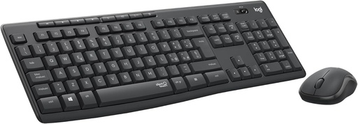 Set de tastatura si mouse fara fir Logitech MK295 cu tehnologie SilentTouch, taste de comanda rapida, urmarire optica, receptor nano USB, conexiune fara intarziere fara intarziere, aspect IT QWERTY - Grafit