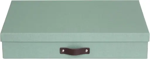 Cutie de documente BIGSO SVERKER pentru documente A3 - tava de birou cu capac si maner - cutie de depozitare din fibra si hartie cu aspect de in - verde menta