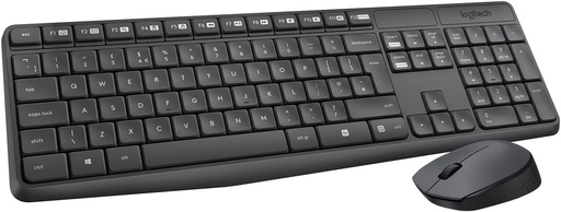 Combinatie de tastatura si mouse fara fir Logitech MK235 pentru Windows, aspect QWERTY SUA - gri