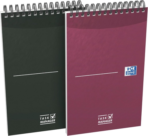 Oxford Task Manager, caiet cu listă de sarcini, legat în spirală, 140 de pagini, violet sau negru (nu sunt disponibile culori personalizate)