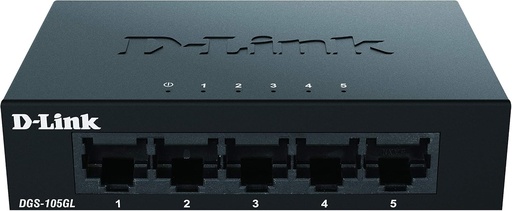 D-Link DGS-105GL Switch Gigabit negestionat cu 5 porturi (ohne Lüfter, Metallgehäuse, Desktop, Plug-and-Play, QoS, 802.3az EEE), negru