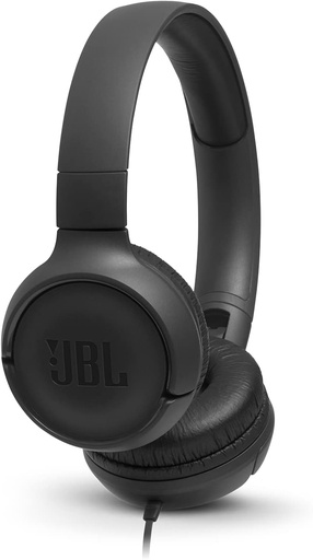 Casti over-ear JBL Tune 500, casti supraear cu microfon si telecomanda cu 1 buton, sunet JBL Pure Bass, compatibil cu Siri si Google, usoare si pliabile, casti de calatorie, negru