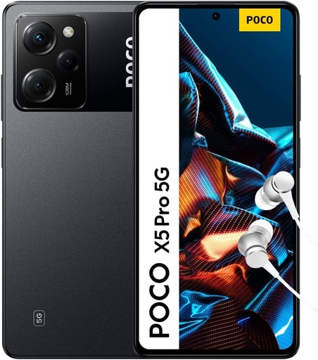 Poco X5 Pro 5G - Smartphone 8+256GB, Ecran FHD+ POLED de 6,67” 120Hz, Snapdragon 778G, Cameră Pro-Grade de 108MP, 5000mAh, NFC, Negru (versiunea ES)