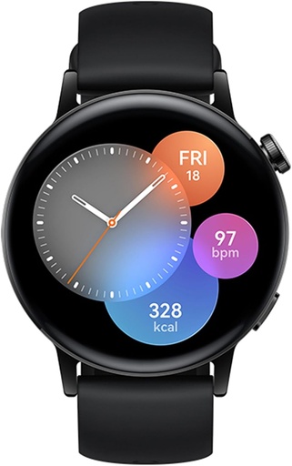 HUAWEI Watch GT 3 Ceas inteligent de 42 mm, Ceas sport, Ceas cu monitorizare SpO2, Ceas cu ecran mare, Ceas de antrenament, Ceas inteligent, versiune spaniolă, negru, curea din fluoroelastomer