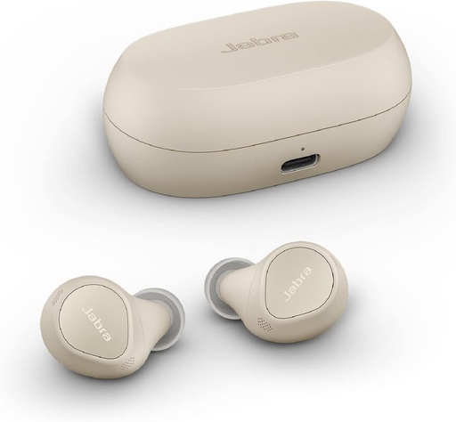 Căști intraauriculare Bluetooth Jabra Elite 7 Pro, căști adevărate fără fir cu anulare a zgomotului, design compact, voce multisenzor, bej auriu, 3 dimensiuni de gel pentru urechi