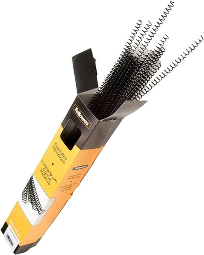 Fellowes Pachet de 100 de legaturi spiralate metalice, negre, 16 mm