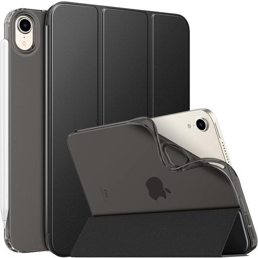 Husa MoKo compatibila cu iPad Mini 7 (A17 Pro) 2024, husa iPad Mini a 6-a generatie 2021 (8,3 inchi), husa iPad Mini 6, husa translucida moale TPU pentru iPad Mini 7, neagra