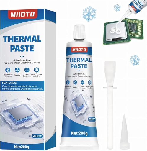 Miioto Thermal Paste, PC Thermal Paste, Procesor Thermal Paste 100ml, Rezistenta la temperaturi ridicate, Potrivit pentru frigider de camping, Produse electronice, Racire CPU - Alb