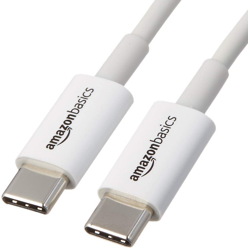 Cablu Amazon Basics USB tip C la USB tip C 2.0, 0,9 m, alb