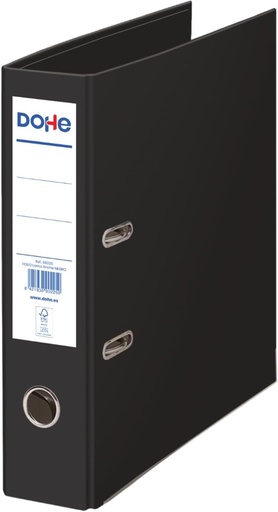 Legatura cu 2 inele DOHE ECO-FRIENDLY - Capacitate 520 coli, Dimensiune folie 29x35 cm, Cotor 7 cm cu suport pentru card, Deschidere usoara a parghiei, Rechizite de birou - Negru ECOFILE, Carton
