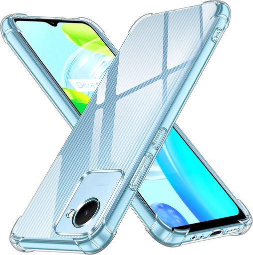 Husa ivoler pentru Realme C30 / Realme Narzo 50i Prime, husa de protectie transparenta rezistenta la socuri cu bara de protectie pentru colt, husa subtire din silicon TPU moale anti-soc