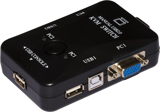 Link LKKWM2 KVM Switch pentru 2 PC-uri USB/VGA cu 1 mouse, 1 tastatură USB și 1 monitor VGA cu cabluri incluse