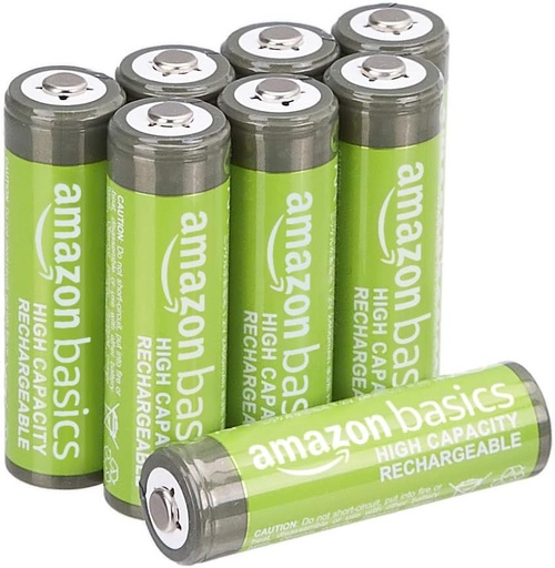Pachet de 8 baterii reîncărcabile AA NiMh Amazon Basics (preîncărcate, 500 de cicluri, 2500 mAh, minim 2400 mAh) - Carcasa exterioară poate varia