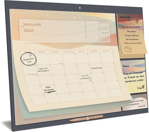 Calendar de perete Calendar de familie 2025 – Smart Panda Aesthetic Family Planner cu 3 note lipicioase – Calendar Planner, în fiecare lună pentru vizualizare – octombrie 2024 până în decembrie 2025, 30x40cm