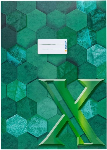 HERMA 20087 Coperta pentru caiet A4 carton verde, 10 bucati, coperta rafinata pentru caiete cu camp de etichetare din hartie rezistenta si foarte rezistenta, protector pentru caiete cu model hexagonal pentru caiete de scoala, colorat