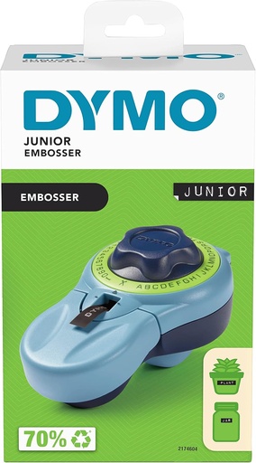 DYMO Junior Label Embosser | Producător de etichete ergonomic conceput pentru utilizare confortabilă de către adulți și copii | Pentru uz casnic