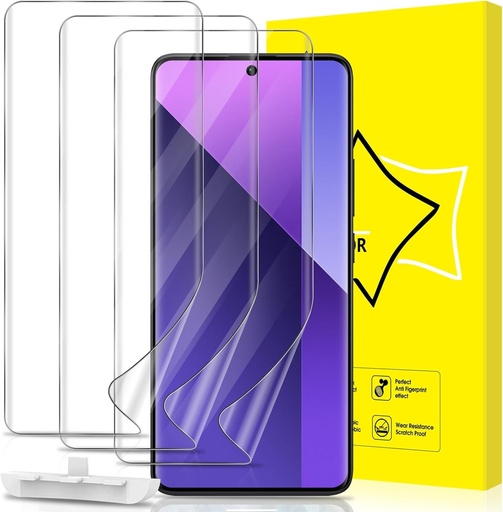 GiiYoon Pachet de 3 folii de protectie pentru Xiaomi Redmi Note 13 Pro Plus / 13 Pro+ 5G [Fara sticla], folie de protectie hidrogel TPU flexibila, acoperire completa curbata 3D, fara bule