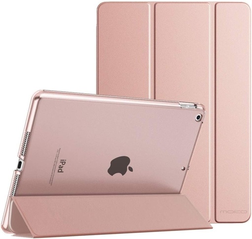Husa de protectie MoKo compatibila cu iPad a 9-a/8-a/7-a generatie (2021/2020/2019), husa mata pentru suport din spate, trezire/dormire automata pentru iPad 10,2", auriu roz