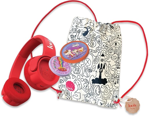 Kekz Starter Set Premium Red: casti Kekz, inclusiv redare audio Cookie Crew si Wunderkekz, exclusiv pe Amazon cu geanta de colectare KEKZ (casti pentru copii, casti de calatorie pentru calatorii si acasa)