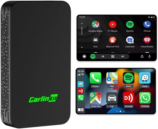 Adaptor wireless Carlinkit 5.0 2air CarPlay și Android Auto, pentru mașini cu funcție CarPlay și Android Auto (an de fabricație: 2017 până în 2024) Suportă asistent vocal, navigare, muzică