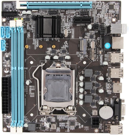 Placă de bază pentru jocuri LGA 1155, 6 USB2.0, DDR3 1600 MHz, M.2 NVMe NGFF, 3 SATA2.0, PCIe X16, RJ45 100 Mbit/s LAN, HDMI, Placă de bază Micro-ATX pentru LGA1155 I375 Sockel, für I3755