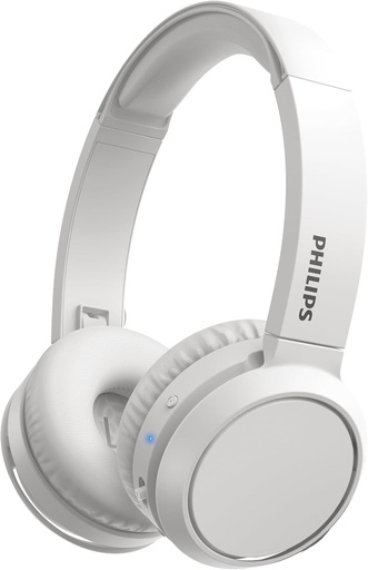 Philips Audio H4205Wt/00 Casti on-ear fara fir cu amplificare a basului cu o singura atingere (Bluetooth, 29 de ore de redare, incarcare rapida, izolare la zgomot), alb mat