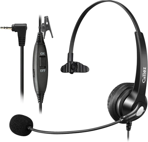 Casti telefonice fixe Callez cu fir cu mufa de 2,5 mm, casti telefonice cu microfon cu anulare a zgomotului pentru telefon fix fara fir Gigaset Panasonic Cisco SPA Alcatel VTech Polycom Dect