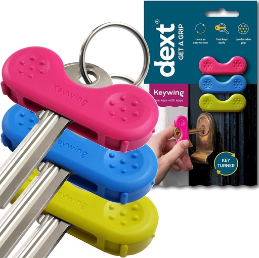 Pachet triplu Keywing v2. Ajutor ideal pentru rotirea cheilor. Cheile sunt mai usor de strans, tinut si rotit. Ajuta persoanele cu artrita, scleroza multipla si mobilitate limitata a mainilor.