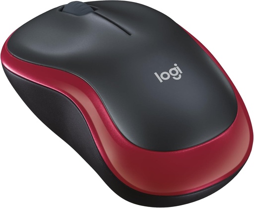 Mouse fara fir Logitech M185, 2,4 GHz cu mini receptor USB, 12 luni de viata a bateriei, urmarire optica 1000 DPI, ambidextru, compatibil cu PC, Mac, laptop - rosu