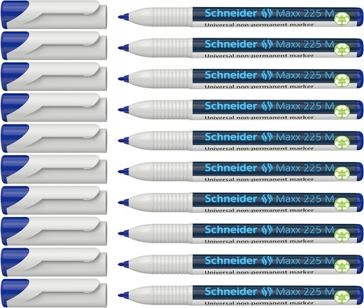 Marker universal Schneider Maxx 225 M (nepermanent, servetel umed, 1,0 mm) pachet de 10 albastru
