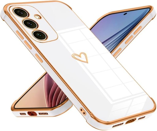 Husă Keteen pentru telefon pentru Samsung Galaxy S25 Plus Husă cu model de inimă drăguț Fată Protecție electroplată pentru aparatul foto Husă de protecție moale din silicon TPU Husă ultra subțire Husă rezistentă la șocuri pentru Samsung Galaxy S25 Plus-albă