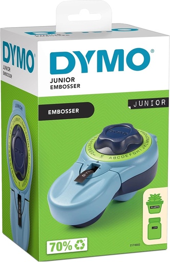 DYMO Junior Label Embosser | Producator de etichete ergonomic conceput pentru utilizare confortabila de catre adulti si copii | Pentru uz casnic, negru