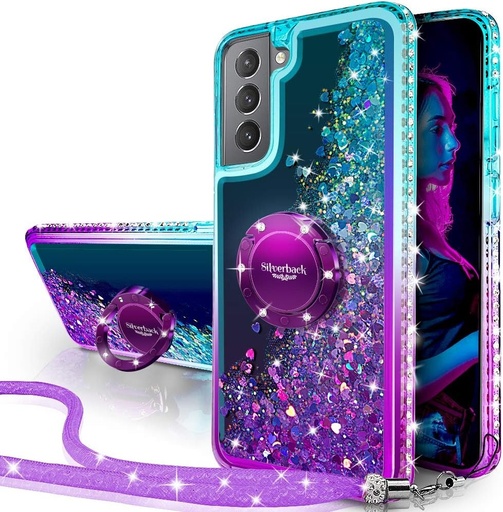 Husa Miss Arts pentru Samsung Galaxy S21 5G, husa de lux din silicon cu sclipici, cu suport, husa de protectie cu gel lichid pentru Samsung Galaxy S21 - roz