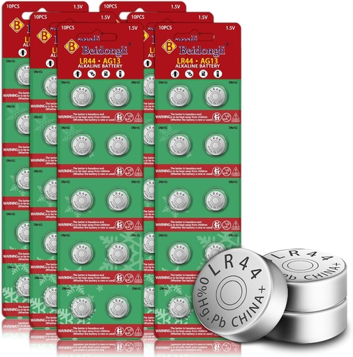 Baterii buton AG13 LR44 1,5 V fara mercur 60 bucati (357/357A/L1154/A76/GPA76)(lr44-6-60)