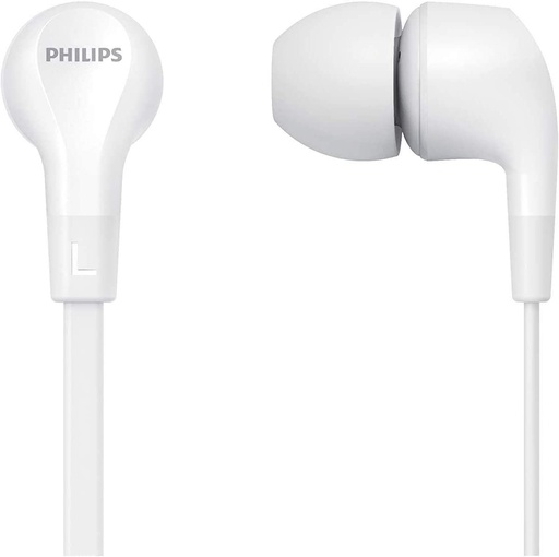 Philips Audio E1105Wt/00 Casti intraauriculare cu telecomanda in linie (driver din neodim de 8,6 mm, bas puternic, sunet clar, potrivire confortabila) alb