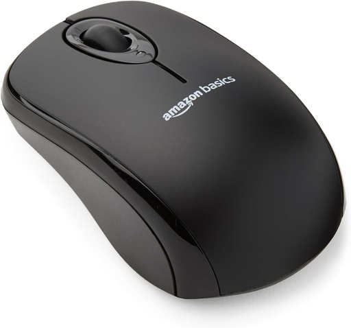 Mouse de computer fara fir Amazon Basics cu receptor nano USB, negru