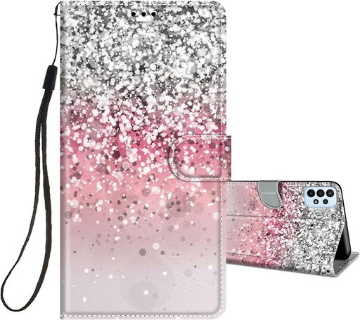 Husa HopMore pentru Samsung Galaxy A23 5G / M23 5G Husa cu clapeta din piele Model portofel pentru fete, femei, baieti, husa cu clapeta din piele PU, rezistenta la socuri - roz argintiu trandafir