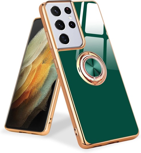 Urarssa Husa compatibila cu Samsung Galaxy S21 Ultra 5G cu suport de inel de 360 ​​de grade Husa pentru telefon Husa de protectie galvanizata Husa magnetica pentru masina rezistenta la socuri pentru Samsung Galaxy S21 Ultra 5G, gri