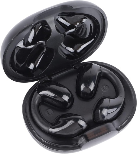 Casti cu clema pentru ureche deschisa, casti wireless Bluetooth 5.3 cu carcasa de incarcare, casti cu conductie de aer, casti stereo HiFi pentru ciclism, alergare, condus (NEGRU)