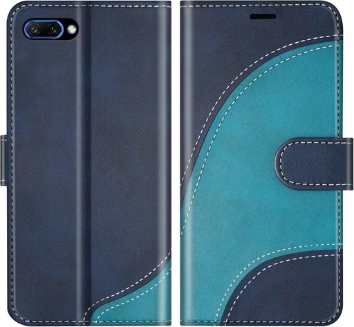 Husa BoxTii pentru Huawei Honor 10, husa portofel din piele PU pentru Huawei Honor 10, husa magnetica pentru carti cu sloturi pentru carduri, albastru