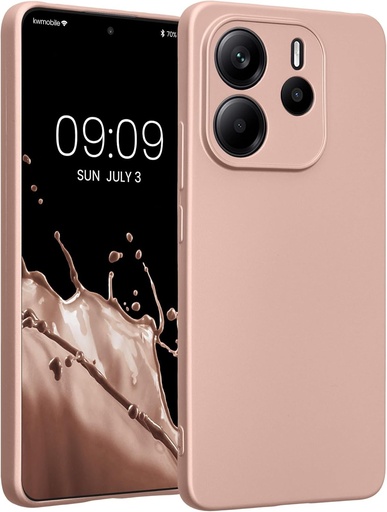 husa kwmobile compatibila cu husa Xiaomi Redmi Note 14 4G - husa pentru telefon protector moale TPU - auriu roz metalic