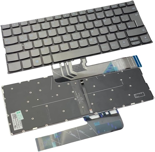 Trade-Shop Tastatură originală pentru notebook pentru laptop, germană QWERTZ pentru Lenovo Yoga 530-14 530-14IKB 530-14ARR C740-14 C740-14IML 530S-14ARR / cu iluminare de fundal