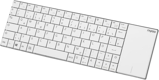 Tastatura multimedia fara fir Rapoo E2710 tastatura fara fir design plat din otel inoxidabil Durata de viata a bateriei 6 luni DE layout QWERTZ PC si Mac - alb, compact