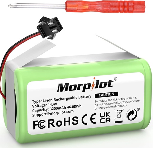 Baterie Morpilot 14.4V 3200mAh INR18650 4S1P Compatibila cu Bagotte BG600 BG700, Proscenic 850T, IKOHS S14 S15, Deebot N79S DN622, Eufy RoboVac 11 11S Max 305Cga1Cga 315Cga1C2 990, Li-ION