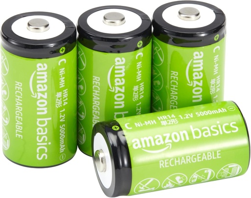 Baterii C reincarcabile Amazon Basics 1,2 V (NiMH 5000 mAh) - Pachet de 4